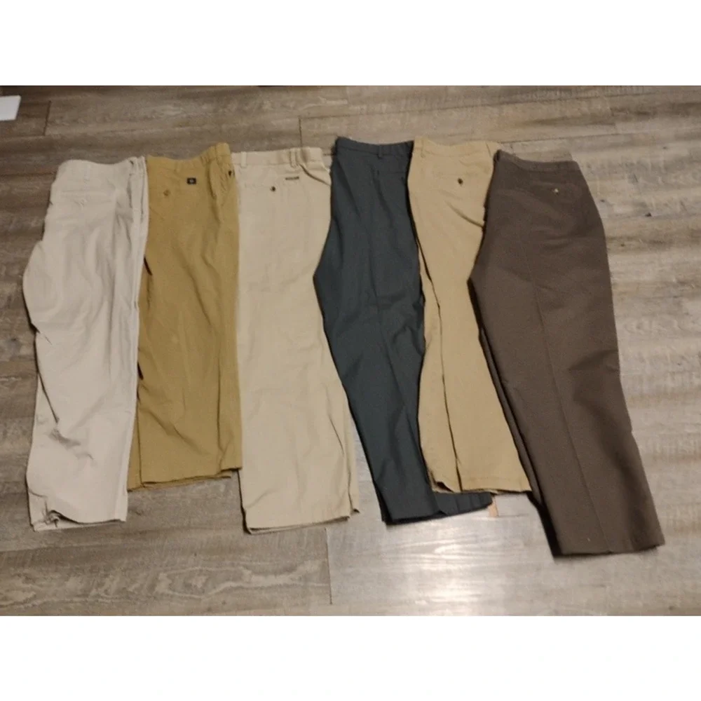 lot of 6 Eddie Bauer, Dockers, Lee, C.Barrow Men's dress Pants Sz 42X30 multico